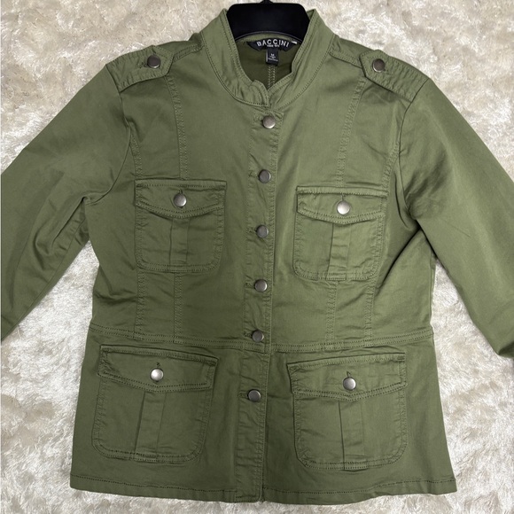 Baccini Jackets & Blazers - Baccini Functional Utility Military Martini Green Jacket-Cottonblend
